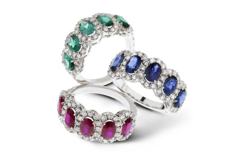 verdi multi colored gems ring