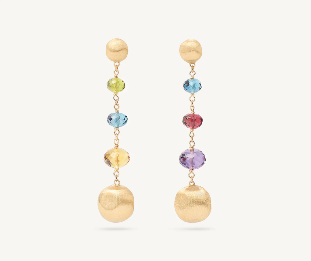marco bicegos 18k gold earrings with precious gems