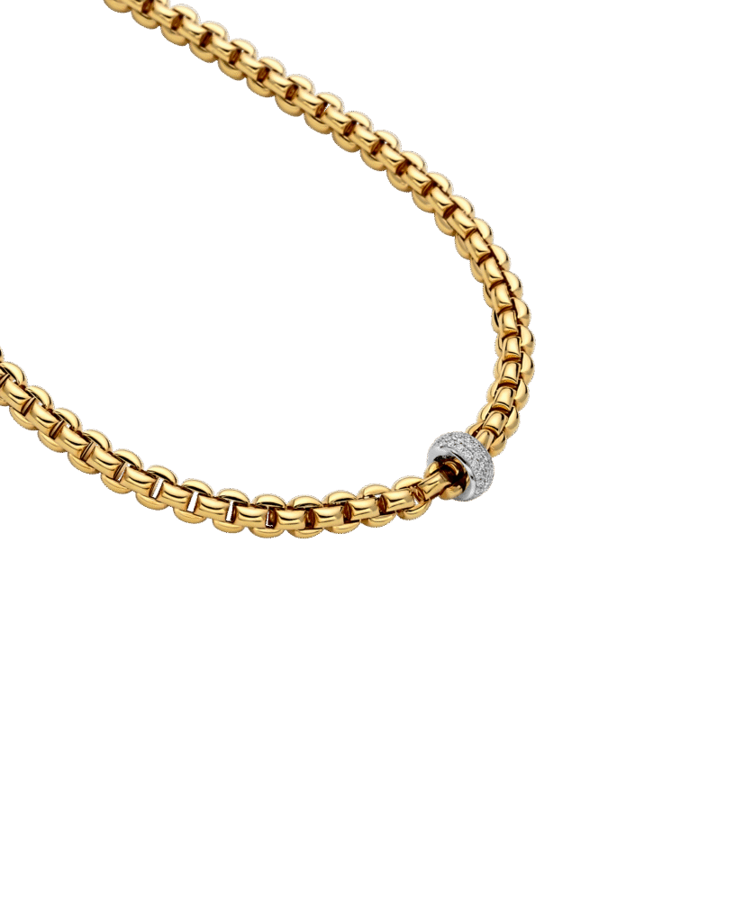 18k gold EKA necklace from fope with diamond pave