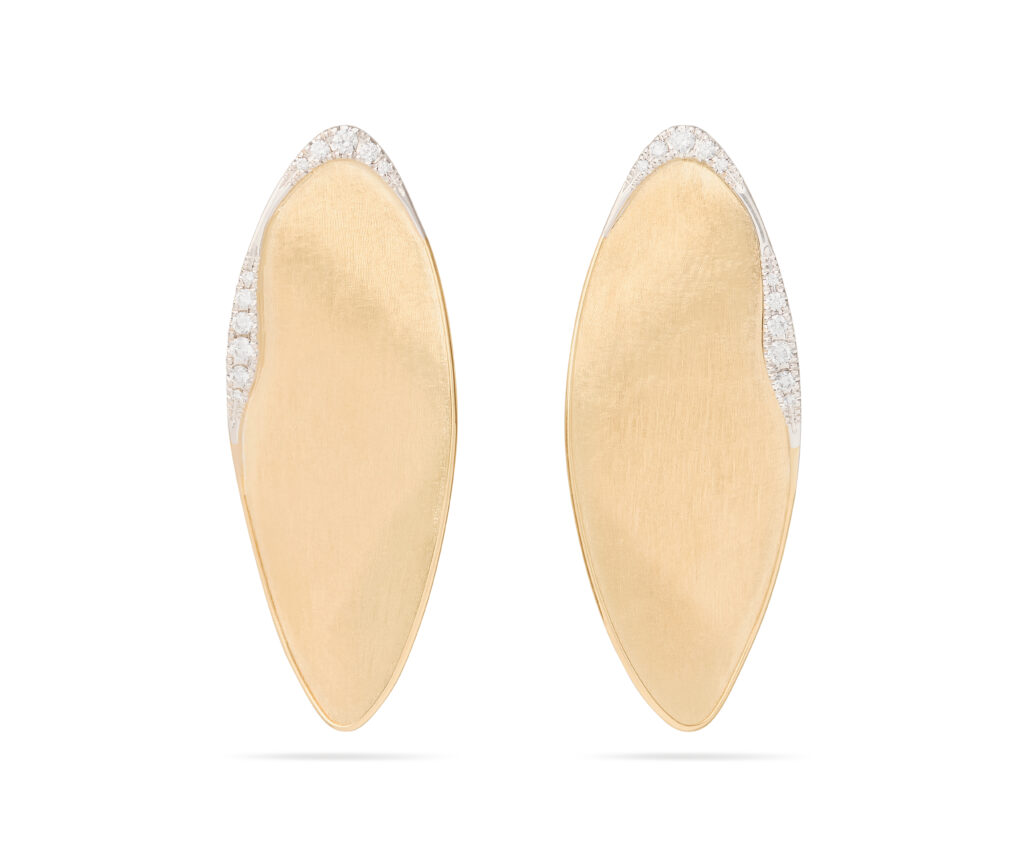 yellow gold statement earrings with diamond pave