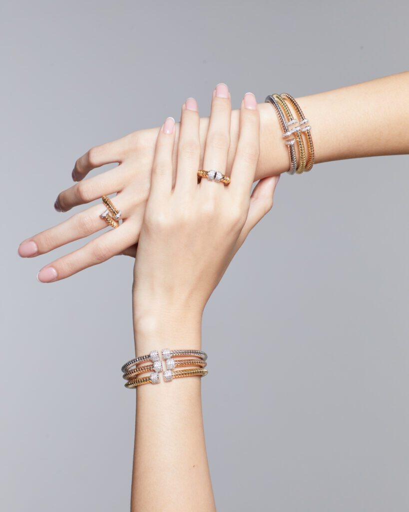 tessitore tubogas jewelry on model's hands
