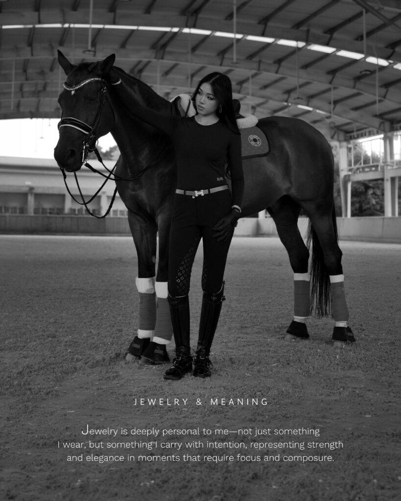 gaja standing with her horse