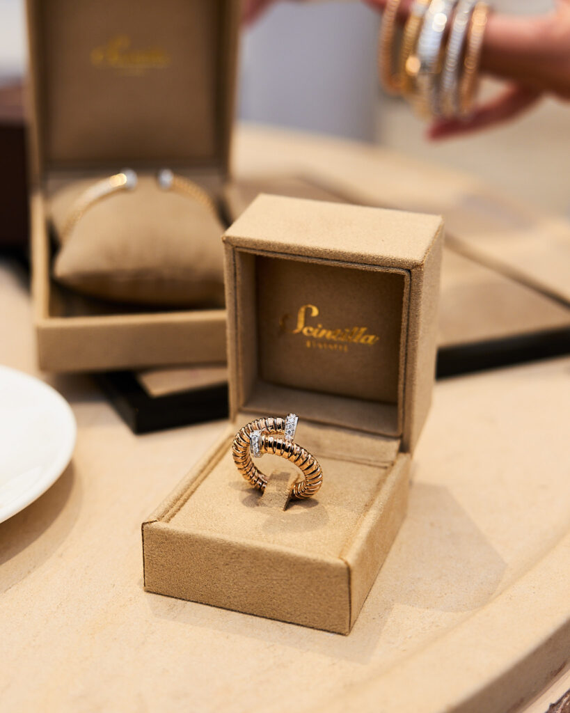 italian gold jewelry ring in scintilla jewelry box